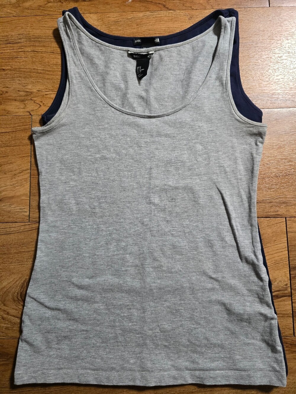 H&M Basic Women's Gray and Navy Blue Tank Top Size S